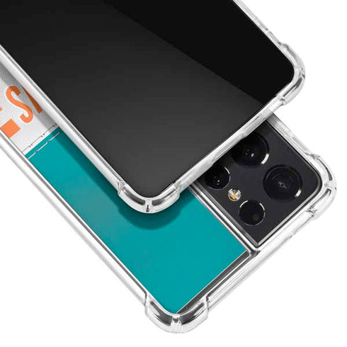 NFL Miami Dolphins White Striped Galaxy S21 Ultra 5G Clear Case
