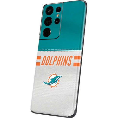 NFL Miami Dolphins White Striped Galaxy S21 Ultra 5G Skin