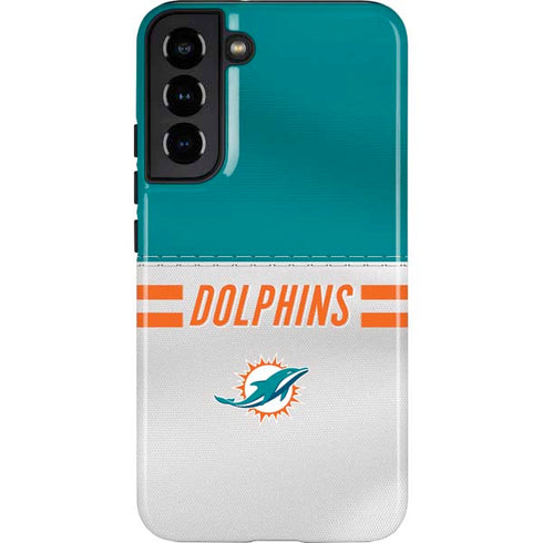 NFL Miami Dolphins White Striped Galaxy S22 Plus Pro Case