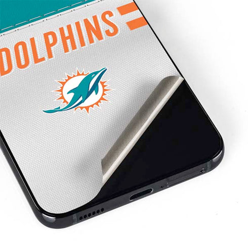 NFL Miami Dolphins White Striped Galaxy S22 Plus Skin