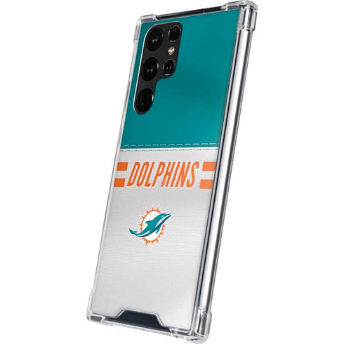 NFL Miami Dolphins White Striped Galaxy S22 Ultra Clear Case