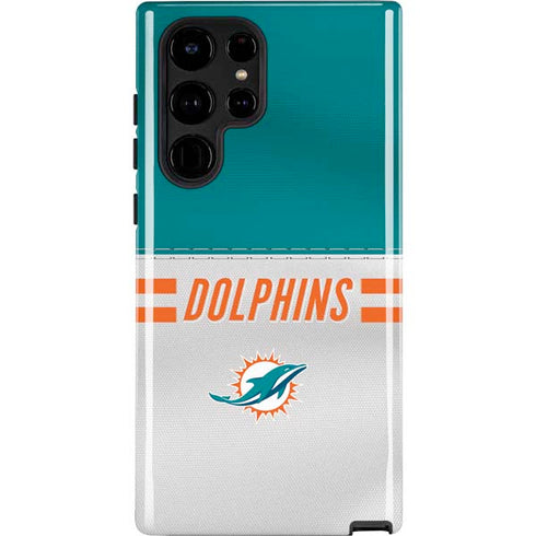 NFL Miami Dolphins White Striped Galaxy S22 Ultra Pro Case