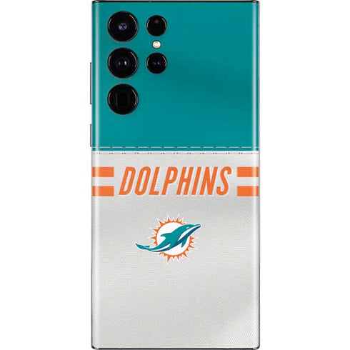 NFL Miami Dolphins White Striped Galaxy S22 Ultra Skin