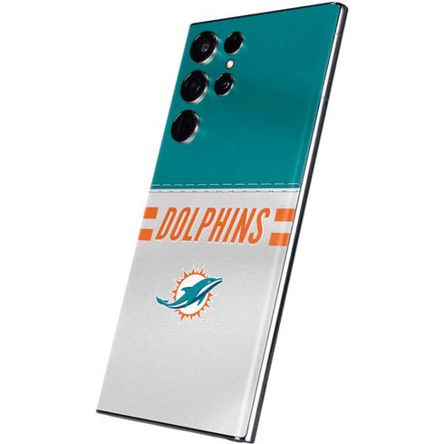 NFL Miami Dolphins White Striped Galaxy S22 Ultra Skin