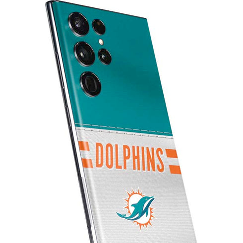 NFL Miami Dolphins White Striped Galaxy S22 Ultra Skin