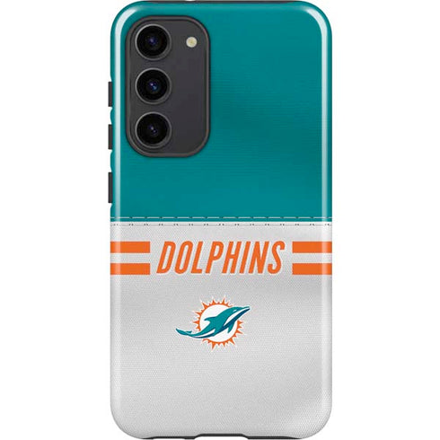 NFL Miami Dolphins White Striped Galaxy S23 Plus Pro Case