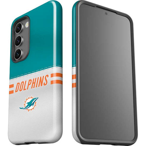 NFL Miami Dolphins White Striped Galaxy S23 Plus Pro Case