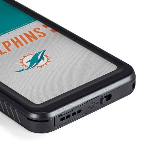 NFL Miami Dolphins White Striped Galaxy S23 Plus Waterproof Case