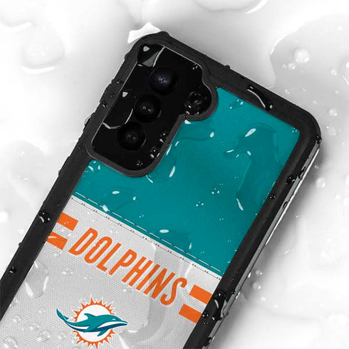 NFL Miami Dolphins White Striped Galaxy S23 Waterproof Case