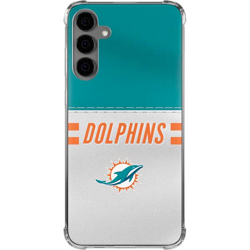 NFL Miami Dolphins White Striped Galaxy S24 Plus Clear Case