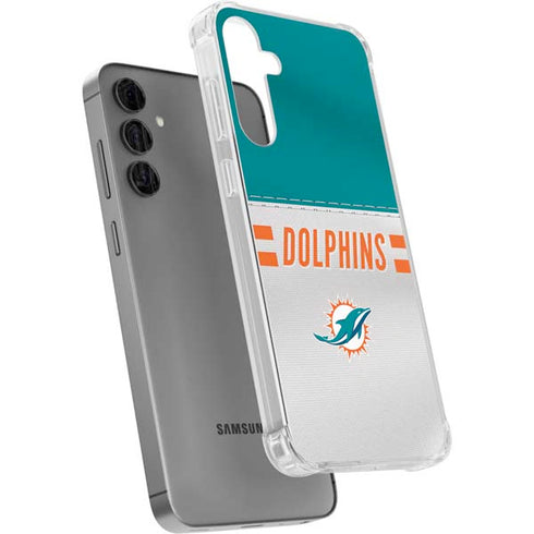 NFL Miami Dolphins White Striped Galaxy S24 Plus Clear Case