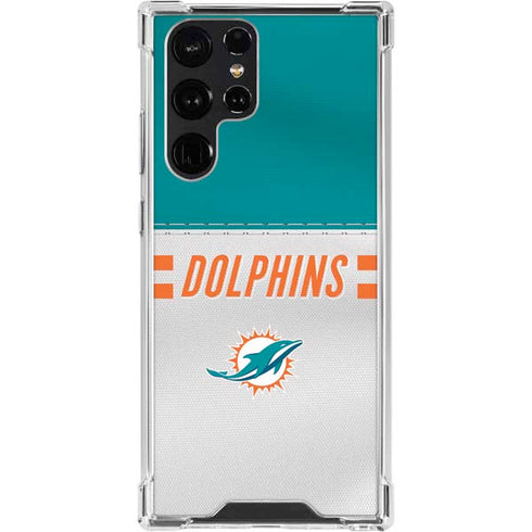 NFL Miami Dolphins White Striped Galaxy S24 Ultra Clear Case