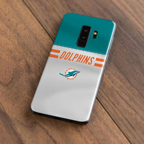 NFL Miami Dolphins White Striped Galaxy S9 Plus Skin