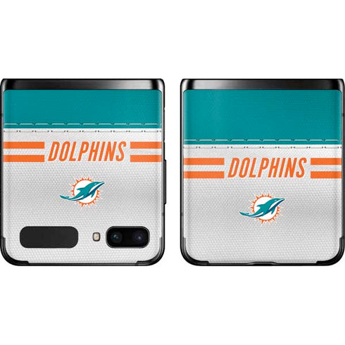 NFL Miami Dolphins White Striped Galaxy Z Flip Skin