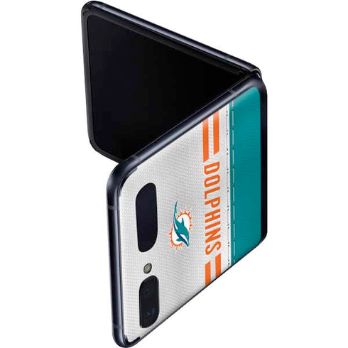 NFL Miami Dolphins White Striped Galaxy Z Flip Skin