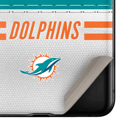 NFL Miami Dolphins White Striped Galaxy Z Flip Skin