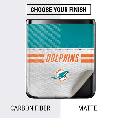 NFL Miami Dolphins White Striped Galaxy Z Flip Skin
