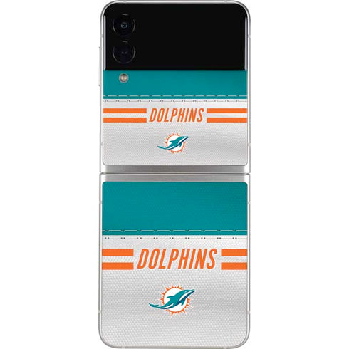 NFL Miami Dolphins White Striped Galaxy Z Flip3 5G Skin