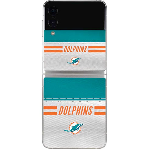 NFL Miami Dolphins White Striped Galaxy Z Flip4 5G Skin