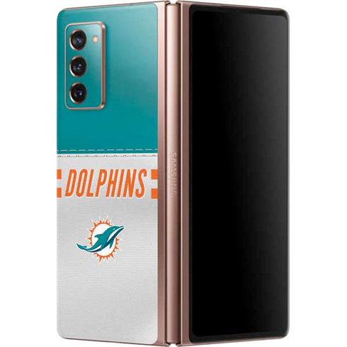 NFL Miami Dolphins White Striped Galaxy Z Fold2 5G Skin