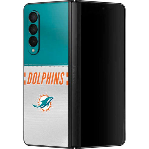 NFL Miami Dolphins White Striped Galaxy Z Fold3 5G Skin