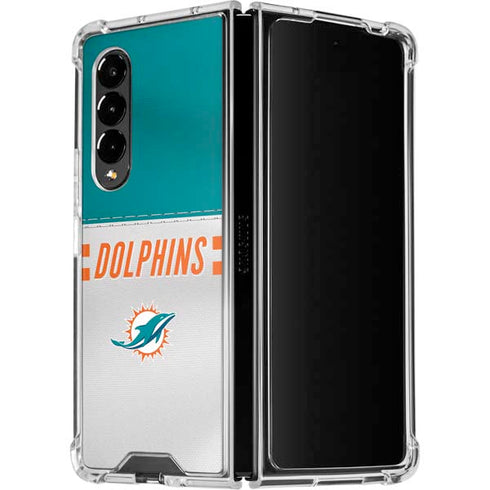 NFL Miami Dolphins White Striped Galaxy Z Fold4 5G Clear Case