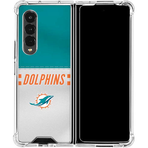 NFL Miami Dolphins White Striped Galaxy Z Fold4 5G Clear Case