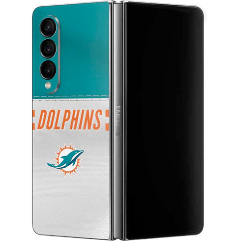 NFL Miami Dolphins White Striped Galaxy Z Fold4 5G Skin