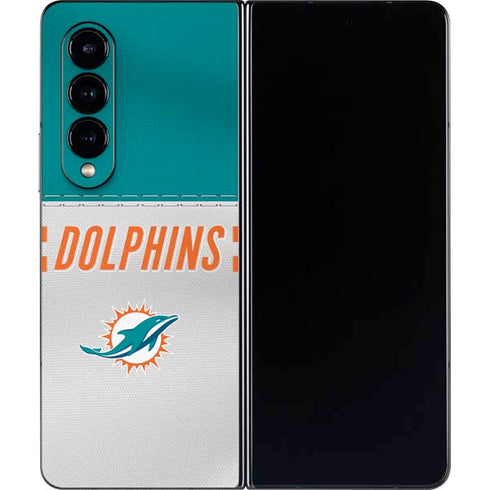 NFL Miami Dolphins White Striped Galaxy Z Fold4 5G Skin
