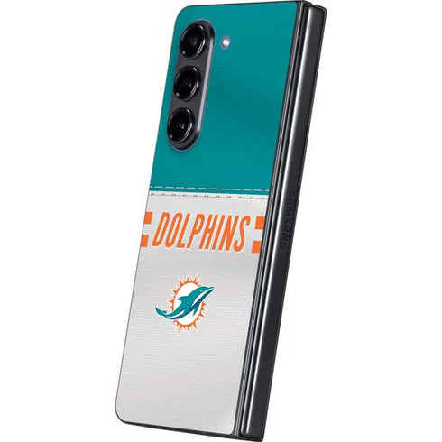 NFL Miami Dolphins White Striped Galaxy Z Fold5 5G Skin
