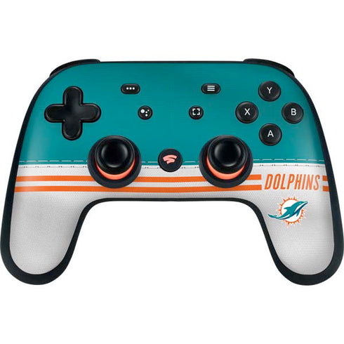 NFL Miami Dolphins White Striped Google Stadia Controller Skin
