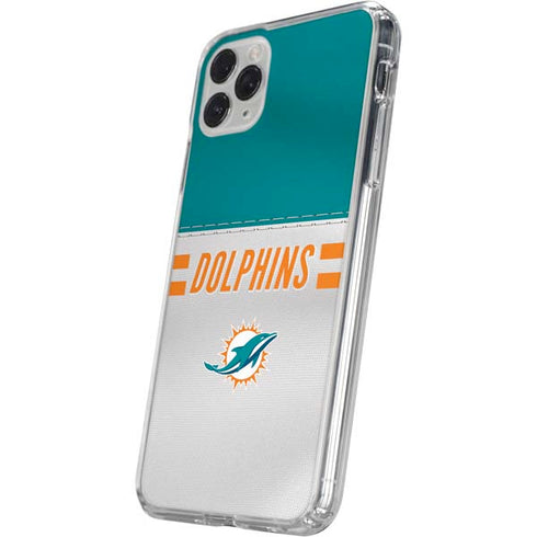 NFL Miami Dolphins White Striped iPhone 11 Pro Clear Case