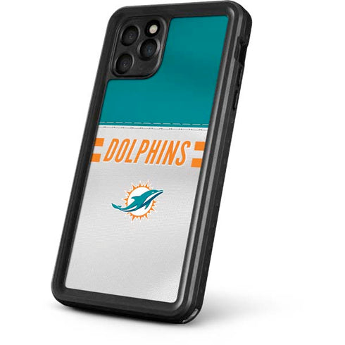 NFL Miami Dolphins White Striped iPhone 11 Pro Max Waterproof Case
