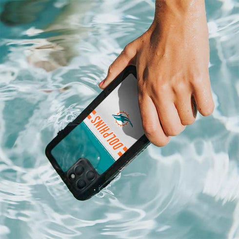 NFL Miami Dolphins White Striped iPhone 11 Pro Waterproof Case