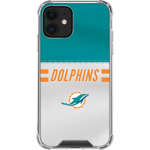 NFL Miami Dolphins White Striped iPhone 12 Clear Case