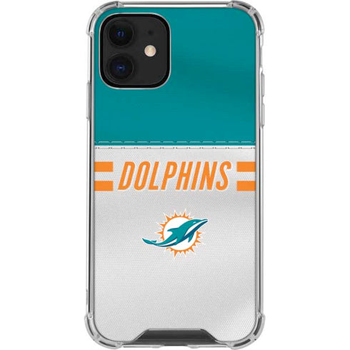 NFL Miami Dolphins White Striped iPhone 12 Mini Clear Case