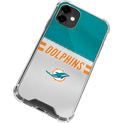 NFL Miami Dolphins White Striped iPhone 12 Mini Clear Case