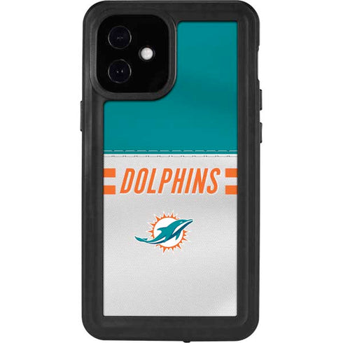 NFL Miami Dolphins White Striped iPhone 12 Mini Waterproof Case