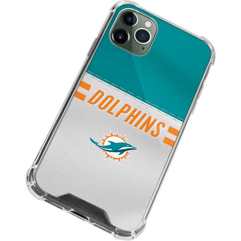 NFL Miami Dolphins White Striped iPhone 12 Pro Clear Case