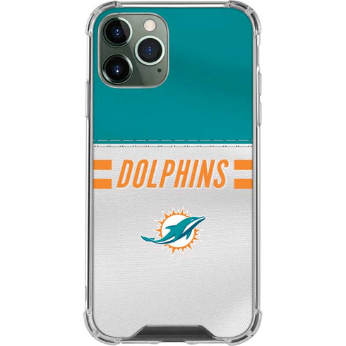 NFL Miami Dolphins White Striped iPhone 12 Pro Max Clear Case
