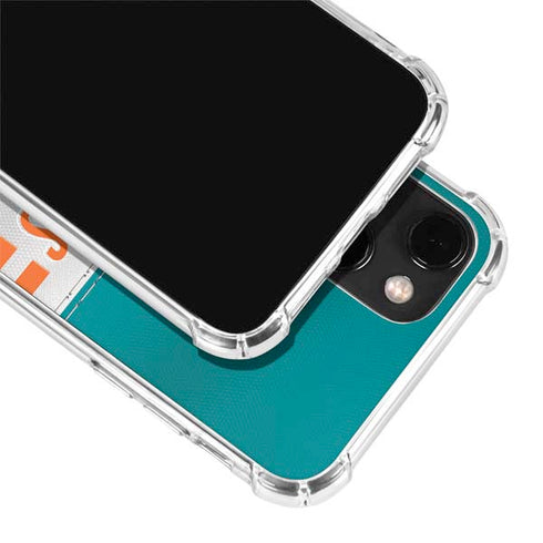 NFL Miami Dolphins White Striped iPhone 13 Mini Clear Case