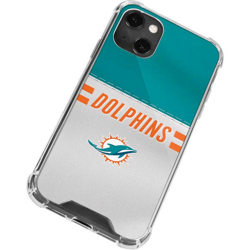 NFL Miami Dolphins White Striped iPhone 13 Mini Clear Case