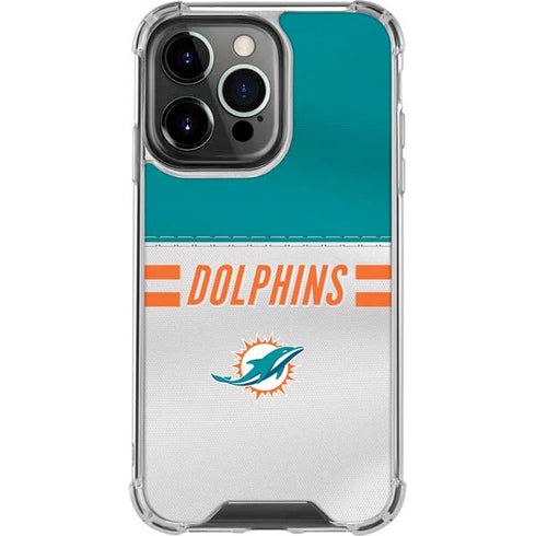 NFL Miami Dolphins White Striped iPhone 13 Pro Clear Case