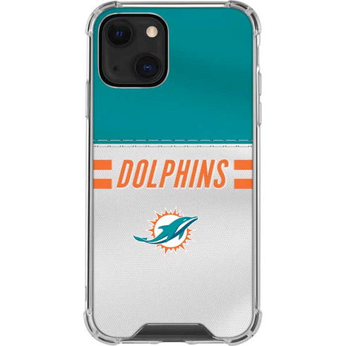 NFL Miami Dolphins White Striped iPhone 14 Clear Case