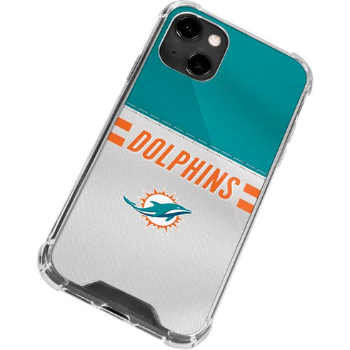 NFL Miami Dolphins White Striped iPhone 14 Clear Case