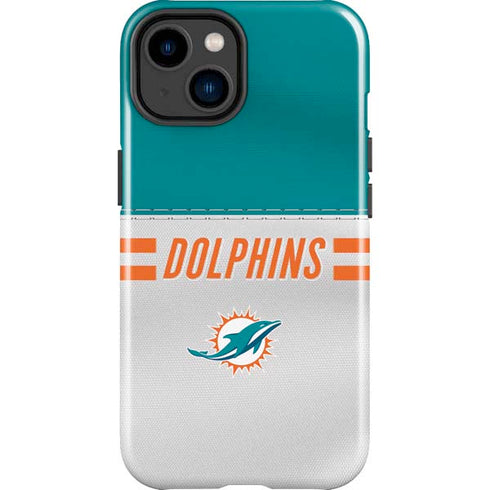NFL Miami Dolphins White Striped iPhone 15 Plus Impact Case