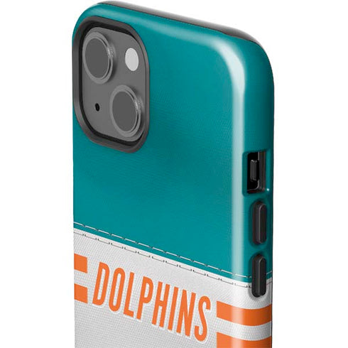 NFL Miami Dolphins White Striped iPhone 14 Plus Impact Case