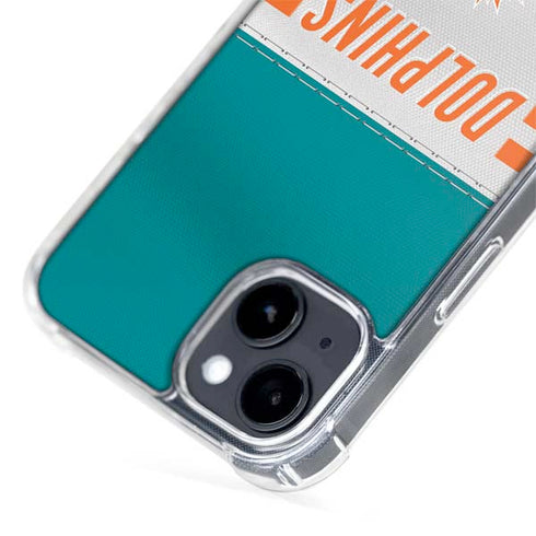 NFL Miami Dolphins White Striped iPhone 15 Plus MagSafe Case