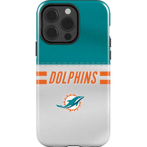 NFL Miami Dolphins White Striped iPhone 15 Pro Impact Case