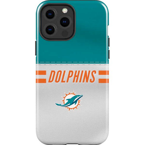 NFL Miami Dolphins White Striped iPhone 15 Pro Max Impact Case